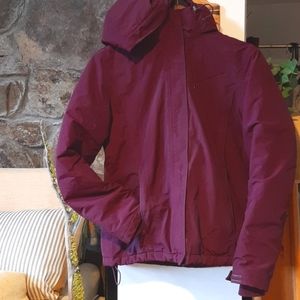 L.L.Bean Fleece Lined Insulated Puffer Burgundy Winter Coat With Hood Size S
